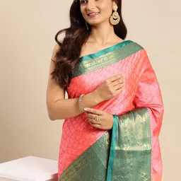 Mitera Woven Design Zari Silk Cotton Banarasi Saree-image-25