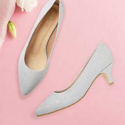Marc Loire Silver-Toned Embellished PU Kitten Pumps-50