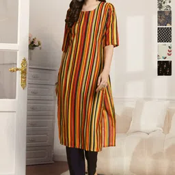 7Threads Selection Of 6 Striped Round Neck Straight Kurtas-image-68