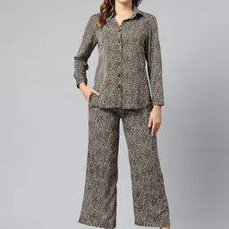 Cottinfab Animal Print Shirt with Trousers-image-23