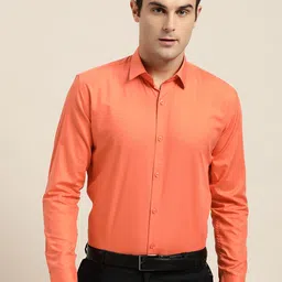 SOJANYA Men Orange Classic Regular Fit Solid Formal Shirt-image-26