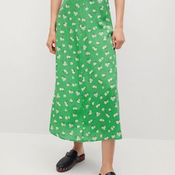 MANGO Women Green & White Floral Printed Flared Midi Skirt-picture-37