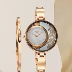 Titan Women Embellished Dial & Metal Straps Analogue Watch 95224WM01F-28