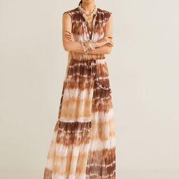 MANGO Women Brown & Beige Tie & Dye Print Maxi Dress-image-14