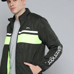 Slazenger Men Olive Green Fluorescent Green Colourblocked Sporty Jacket-picture-22