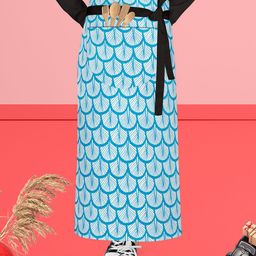 ArtzFolio Blue & White Printed Cotton Waist Apron-image-46