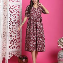 Roly Poly Women Floral Printed A-Line Midi Dress-image-89
