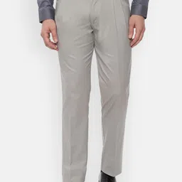 Louis Philippe Men Grey Regular Fit Solid Formal Trousers-image-24