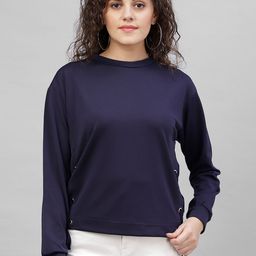 Gipsy Women Navy Blue Solid Top-image-10