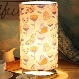 green girgit White Printed Spring is Here Round Column Table Lamp-27