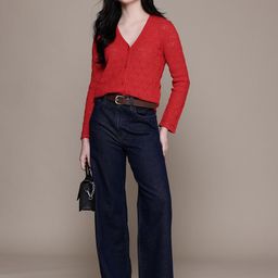 MANGO V-Neck Open-Knit Cardigan-image-71