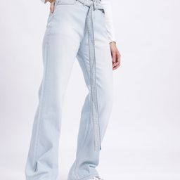 glitchez Women Mid-Rise Baggy Fit Jeans With Belt-image-91