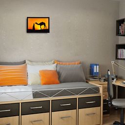 eCraftIndia Orange & Black Desert Camel UV Wall Painting-image-47