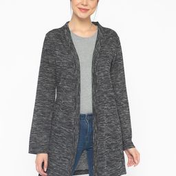 Gipsy Women Grey Melange Solid Open Front Longline Shrug-50