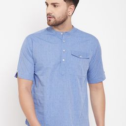 even Men Blue Woven Design Straight Kurta-23