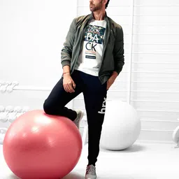 HRX by Hrithik Roshan Men Jet Black Solid Regular Fit Bio-Wash Lifestyle Jogger-picture-0