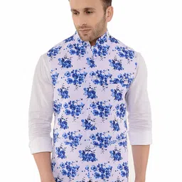Hangup Men Printed Floral Woven Nehru Jackets-picture-11
