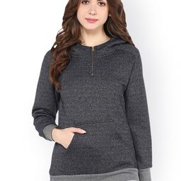 Pannkh Women Grey Solid Hooded Sweatshirt-image-22