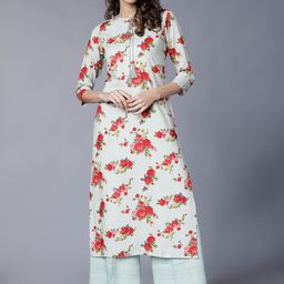 Vishudh Women Turquoise Blue & Red Printed Kurta with Palazzos-image-57