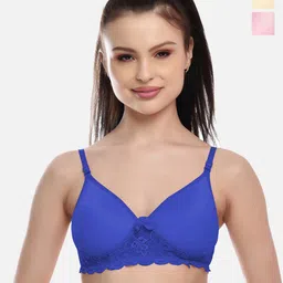 FIMS Blue & Pink Pack Of 3 Bra Lightly Padded-image-80