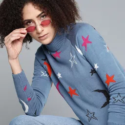Kook N Keech Women Blue & Red Conversational Print Pullover-image-92