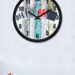 RANDOM Multicoloured & Off-White Round Printed 30 cm Analogue Wall Clock-20