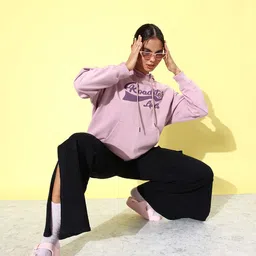 The Roadster Life Co. Brand Logo Self Design Oversized Hooded Sweatshirt-image-50