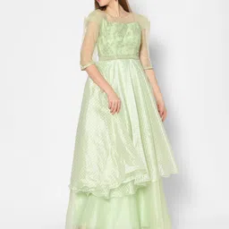 Kiya Pastel Green Floral Embroidered Dress-image-17