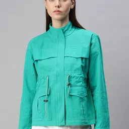 VOXATI Women Sea Green Denim Jacket-image-42