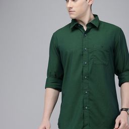 Van Heusen Sport Pure Cotton Self Design Slim Fit Textured Casual Shirt-image-90