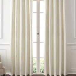 GM Set Of 2 Cream Coloured Jacquard Woven Door Curtains-9