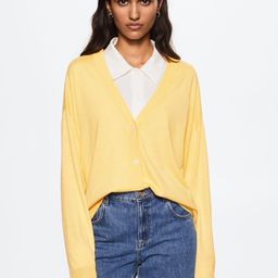 MANGO Women Yellow Solid Sustainable Cardigan-image-9