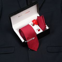 MUTAQINOTI Men Printed Silk Blend Necktie Accessory Gift Set-image-84