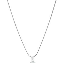 Estele Rhodium-Plated Circular CZ Pendant with Chain-17