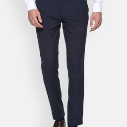 Louis Philippe Men Navy Blue Slim Fit Solid Formal Trousers-image-41
