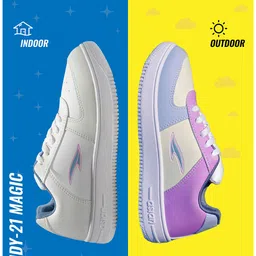 ASIAN Women White Lace-Up Color Change Sneakers-51