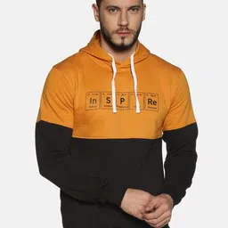 Campus Sutra Men Yellow & Black Colourblocked Hooded Sweatshirt-image-68