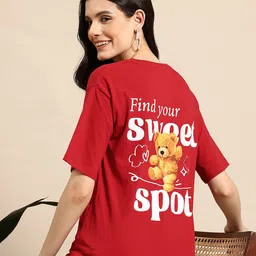 Mast & Harbour Typography & Graphic Printed Drop-Shoulder Sleeves Oversized T-shirt-image-15