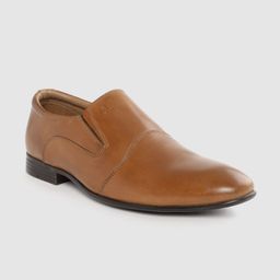 CLOG LONDON Men Tan Brown Leather Formal Slip Ons-picture-1