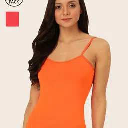 Lady Lyka Women Pack of 2 Camisoles CAMI-04-ORG-PLM-image-57