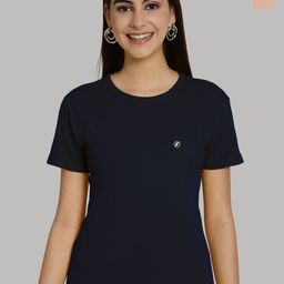 Friskers Women Navy Blue & Coral 2 Slim Fit T-shirt-image-21