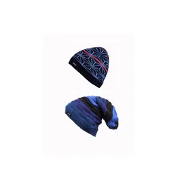 Knotyy Men Pack of 2 Blue Solid Beanies-image-8