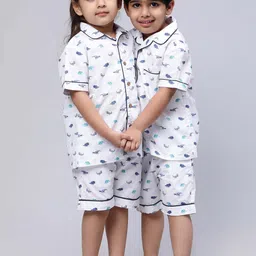 Biglilpeople Unisex Blue & White Printed Night suit-picture-19