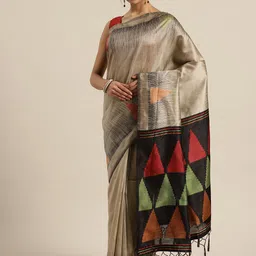 Saree mall Beige & Black Woven Design Saree-image-67