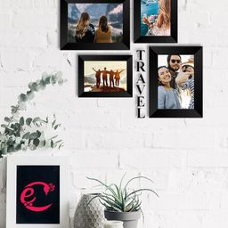 eCraftIndia Set Of 4 Black Solid Memory Wall Collage Photo Frames-6
