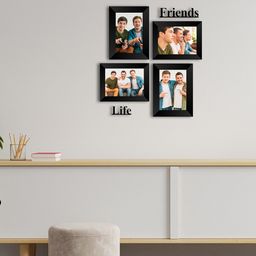 eCraftIndia Set Of 4 Black Solid Memory Wall Collage Photo Frames-9