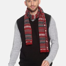 513 Men Red & Grey Patterned Muffler-11