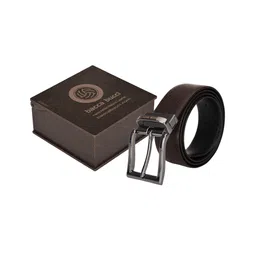 bacca bucci Men Black & Brown Reversible Leather Solid Belt-image-54
