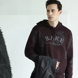 RARE RABBIT Men Helio Slim Fit Printed Hooded Sweatshirt-image-10