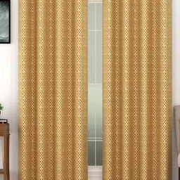 SWAYAM Beige Set of 2 Black Out Door Curtain-87